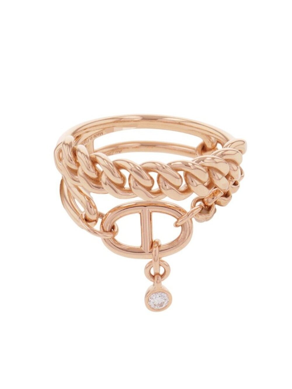 Hermes Ring Mix and H Diamond 18k Pink Gold